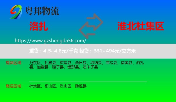 洛扎县到杜集区物流专线