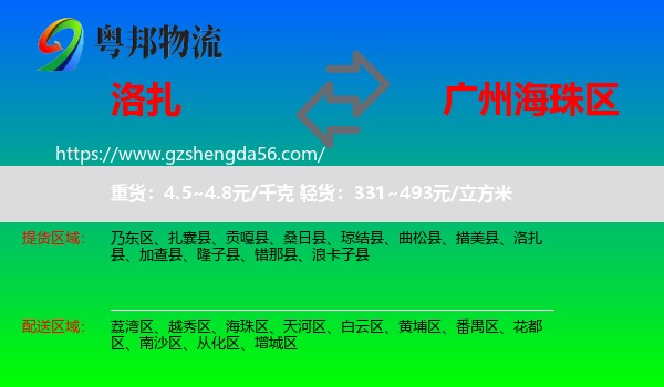 洛扎县到海珠区物流专线