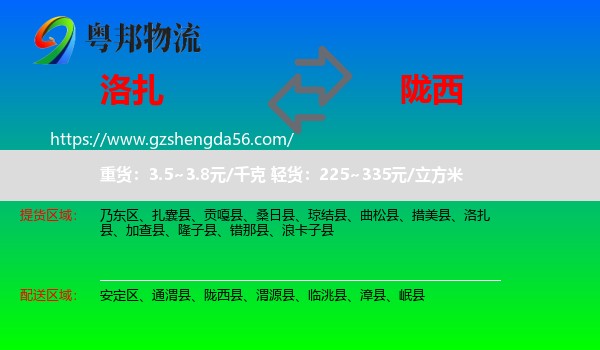 洛扎县到陇西县物流专线