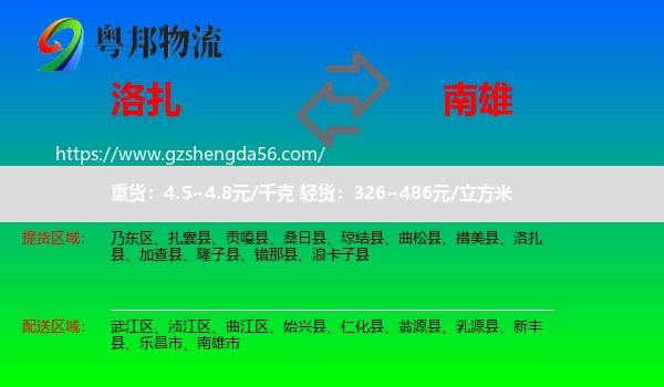 洛扎县到南雄市物流专线