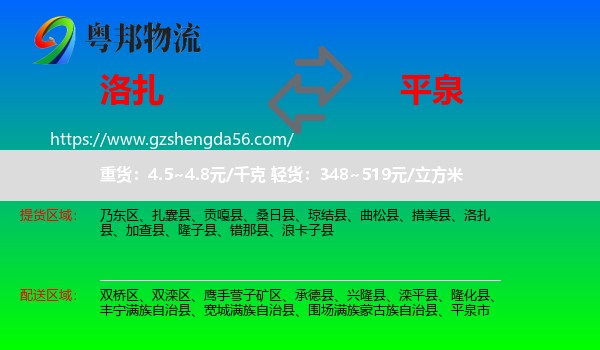 洛扎县到平泉市物流专线