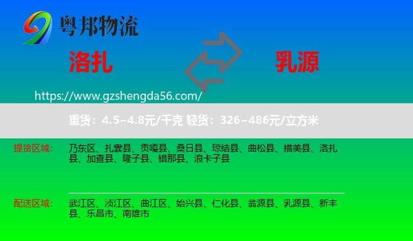 洛扎县到乳源县物流专线