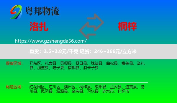 洛扎县到桐梓县物流专线