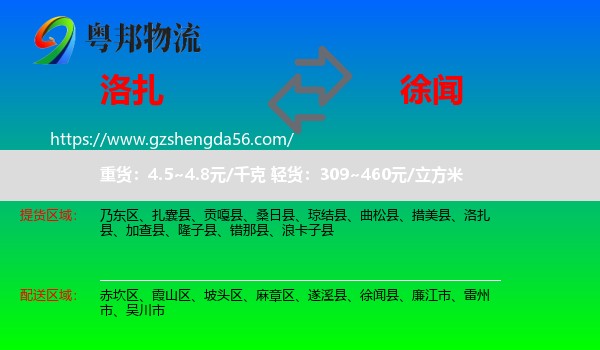 洛扎县到徐闻县物流专线
