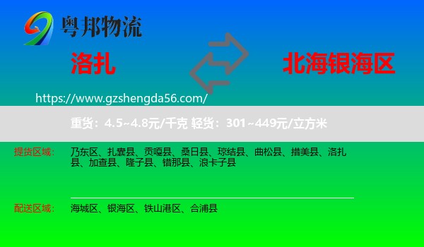 洛扎县到银海区物流专线