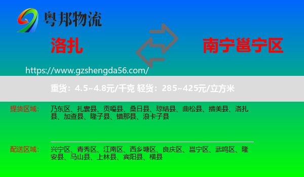 洛扎县到邕宁区物流专线