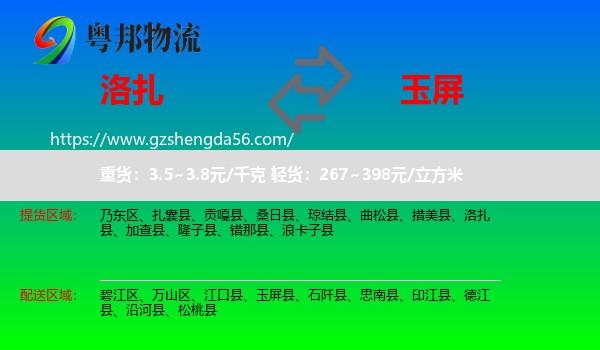 洛扎县到玉屏县物流专线