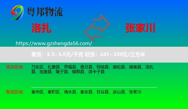 洛扎县到张家川物流专线