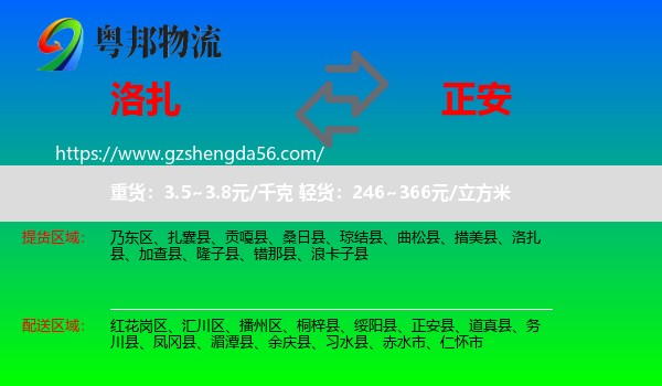 洛扎县到正安县物流专线