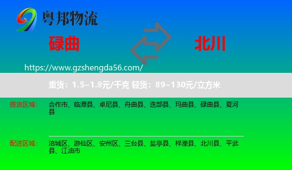 碌曲县到北川县物流专线