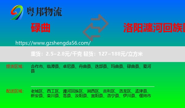 碌曲县到瀍河回族区物流专线