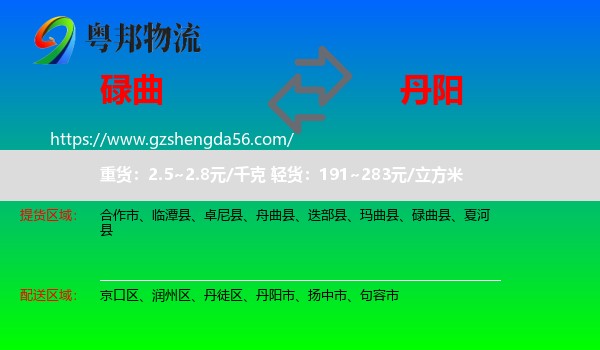 碌曲县到丹阳市物流专线