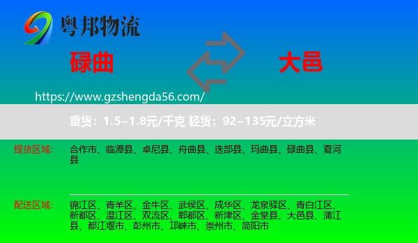 碌曲县到大邑县物流专线