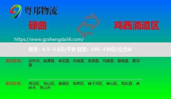 碌曲县到滴道区物流专线