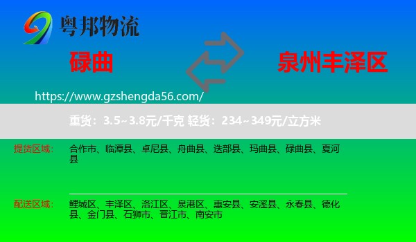 碌曲县到丰泽区物流专线