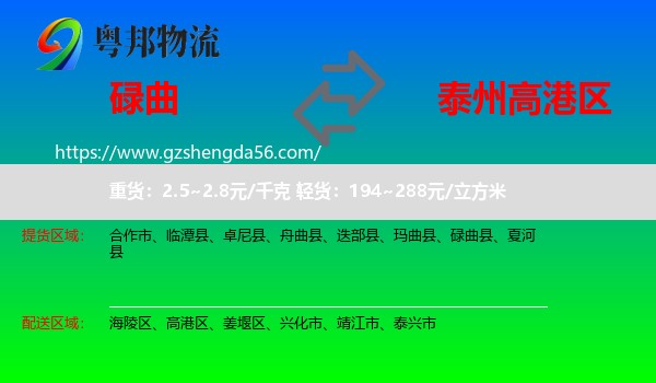 碌曲县到高港区物流专线
