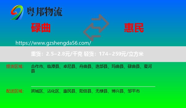碌曲县到惠民县物流专线