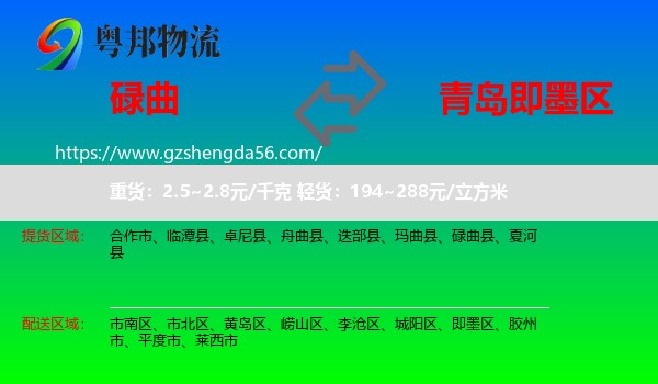 碌曲县到即墨区物流专线