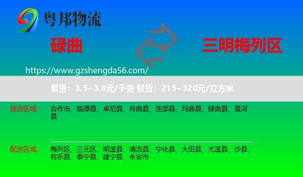 碌曲县到梅列区物流专线