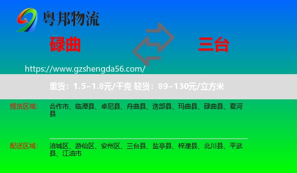 碌曲县到三台县物流专线