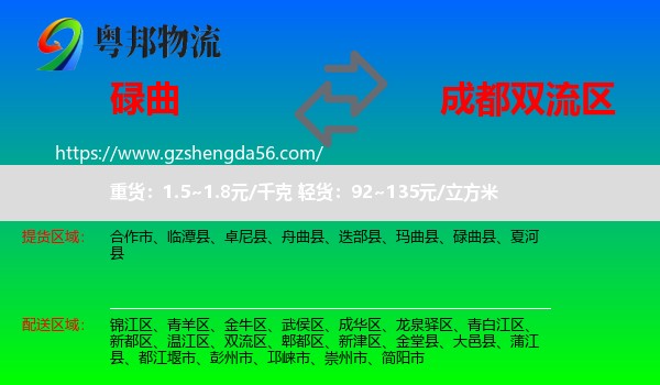 碌曲县到双流区物流专线