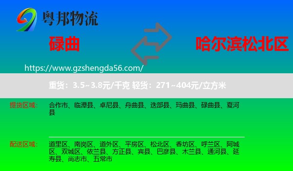 碌曲县到松北区物流专线