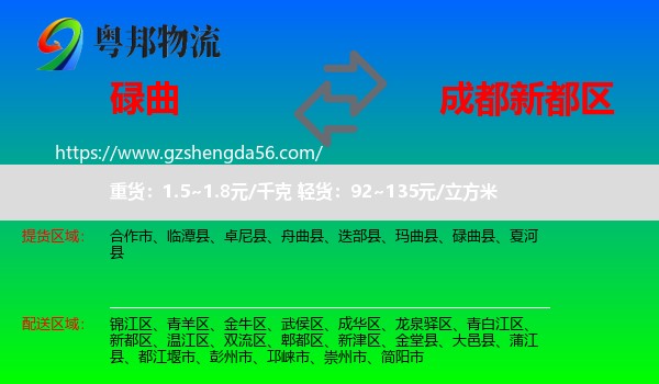 碌曲县到新都区物流专线