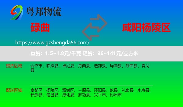 碌曲县到杨陵区物流专线