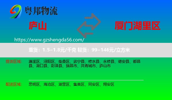 庐山市到湖里区物流专线