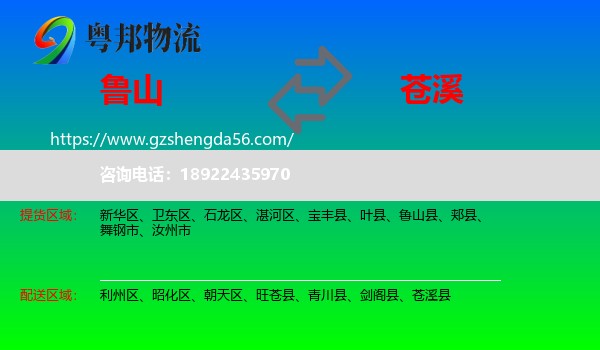 鲁山县到苍溪县物流专线