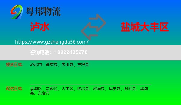泸水市到大丰区物流专线