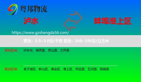 泸水市到淮上区物流专线