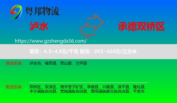 泸水市到双桥区物流专线