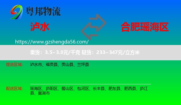 泸水市到瑶海区物流专线