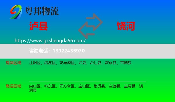 泸县到饶河县物流专线