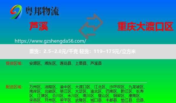 芦溪县到大渡口区物流专线