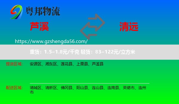 芦溪县到清远物流专线