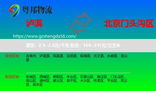 泸溪县到门头沟区物流专线