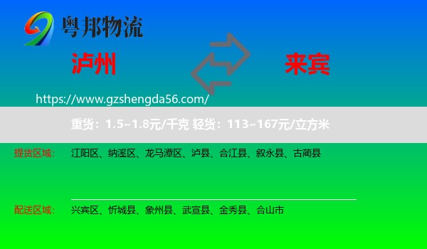 泸州到来宾物流