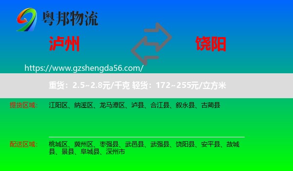 泸州到饶阳县物流专线