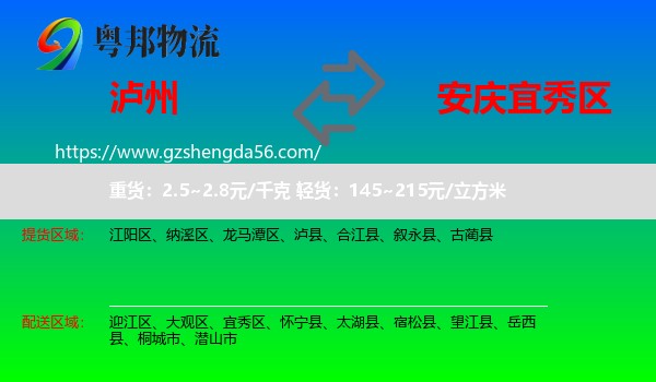 泸州到宜秀区物流专线