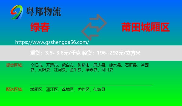 绿春县到城厢区物流专线