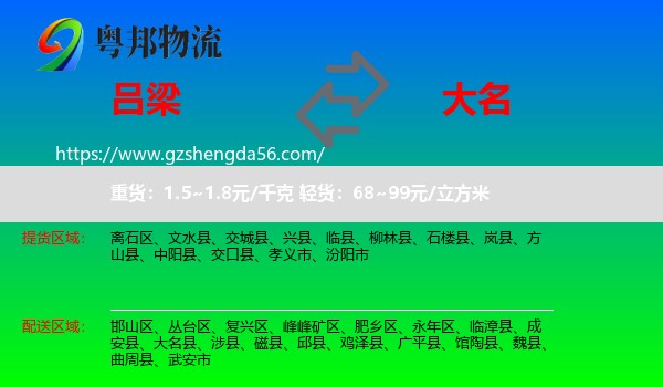 吕梁到大名县物流专线