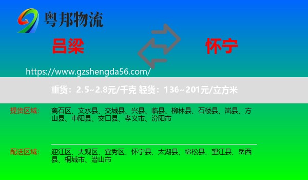 吕梁到怀宁县物流专线