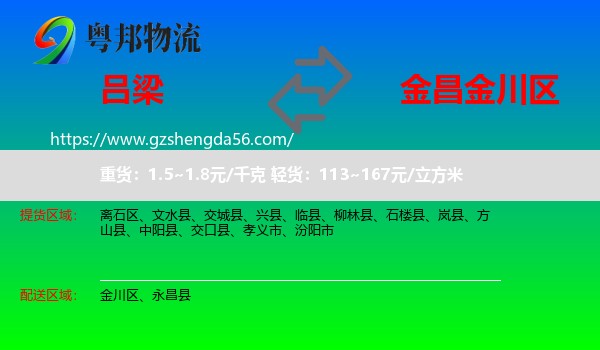 吕梁到金川区物流专线