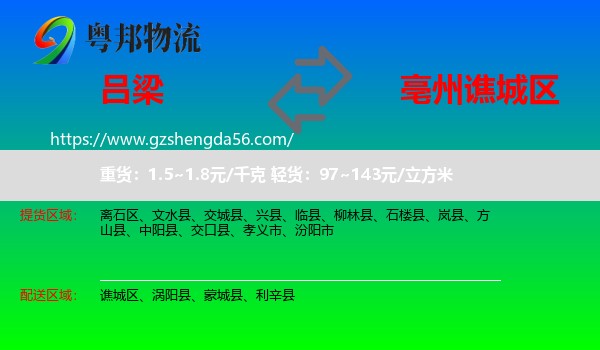 吕梁到谯城区物流专线