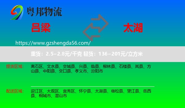 吕梁到太湖县物流专线