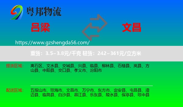 吕梁到文昌市物流专线