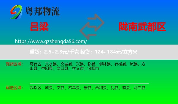 吕梁到武都区物流专线