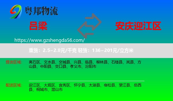 吕梁到迎江区物流专线